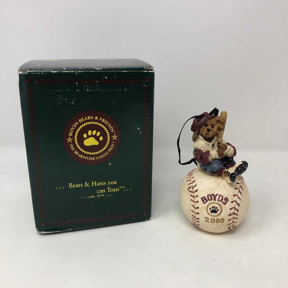 Boyds Bears "McGwire...It's Outa Here" Bearstone Baseball Ornament Resin 2000